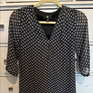 Iz Byer Black and White Patterned Dress